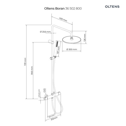 Boran Oltens Boran zestaw prysznicowy termostatyczny z deszczownicą złotą 36502800 Boran Oltens Boran zestaw prysznicowy termostatyczny z deszczownicą złotą 36502800