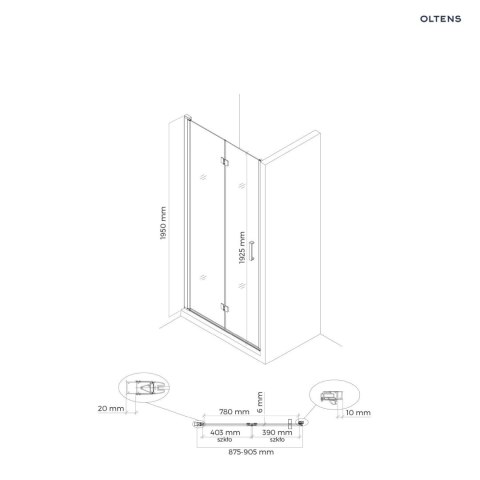 Hallan Oltens Hallan drzwi prysznicowe 90 cm czarny mat/szkło przezroczyste 21201300 Hallan Oltens Hallan drzwi prysznicowe 90 cm czarny mat/szkło przezroczyste 21201300