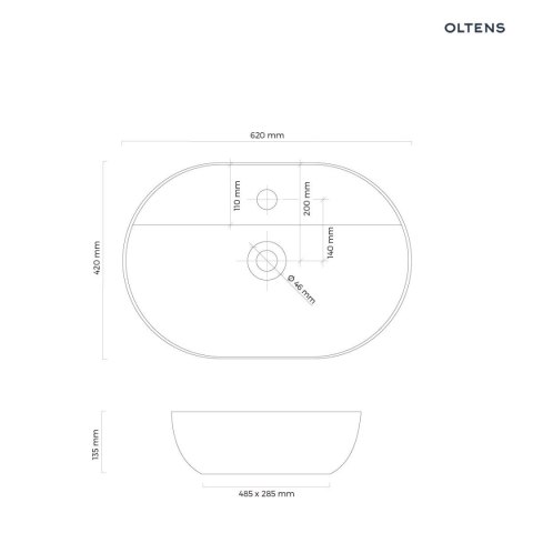 Hamnes Oltens Hamnes Thin umywalka 62x42 cm nablatowa owalna z powłoką SmartClean czarny mat 41814300 Hamnes Oltens Hamnes Thin umywalka 62x42 cm nablatowa owalna z powłoką SmartClean czarny mat 41814300
