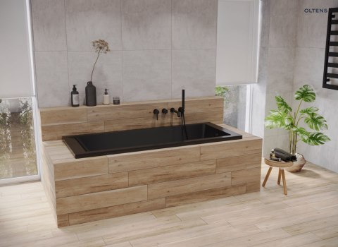 Langfoss Oltens Langfoss wanna prostokątna 140x70 akrylowa czarny mat 10001300 Langfoss Oltens Langfoss wanna prostokątna 140x70 akrylowa czarny mat 10001300