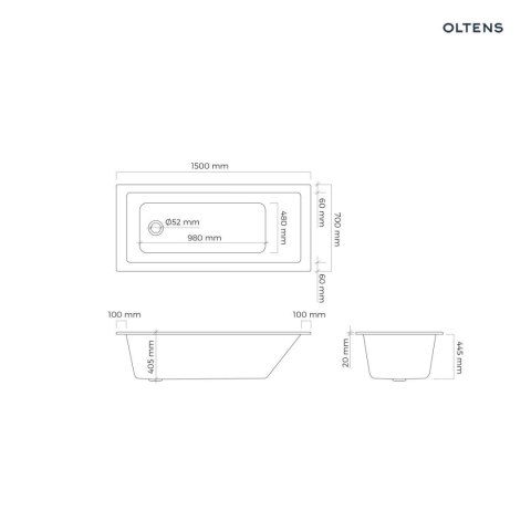 Langfoss Oltens Langfoss wanna prostokątna 150x70 akrylowa czarny mat 10002300 Langfoss Oltens Langfoss wanna prostokątna 150x70 akrylowa czarny mat 10002300