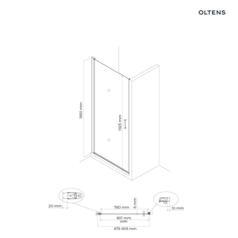 Rinnan Oltens Rinnan kabina prysznicowa 90x80 cm prostokątna drzwi ze ścianką czarny mat/szkło przezroczyste 20216300 Rinnan Oltens Rinnan kabina prysznicowa 90x80 cm prostokątna drzwi ze ścianką czarny mat/szkło przezroczyste 20216300