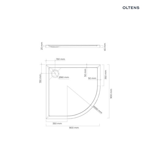 Superior Oltens Superior brodzik 90x90 cm półokrągły akrylowy czarny mat 16002300 Superior Oltens Superior brodzik 90x90 cm półokrągły akrylowy czarny mat 16002300