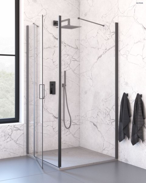 Verdal Oltens Verdal kabina prysznicowa 120x80 cm prostokątna drzwi ze ścianką czarny mat/szkło przezroczyste 20210300 Verdal Oltens Verdal kabina prysznicowa 120x80 cm prostokątna drzwi ze ścianką czarny mat/szkło przezroczyste 20210300