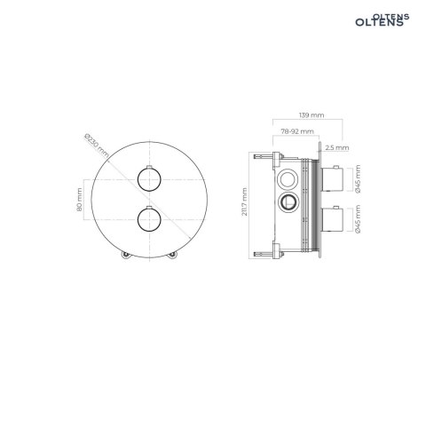 Katla Zestaw Oltens Katla bateria podtynkowa termostatyczna z deszczownicą 30 cm Sondera i kompletem prysznicowym Ume chrom 36611100