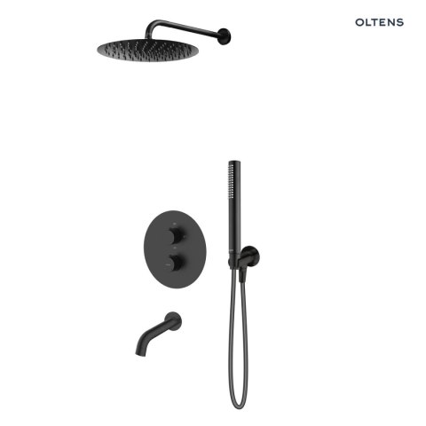 Katla Zestaw Oltens Katla bateria podtynkowa termostatyczna z deszczownicą 30 cm Vindel i kompletem prysznicowym Ume czarny mat 366113 Katla Zestaw Oltens Katla bateria podtynkowa termostatyczna z deszczownicą 30 cm Vindel i kompletem prysznicowym Ume czarny mat 366113