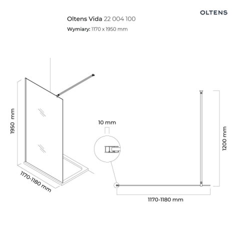 Vida Oltens Vida ścianka prysznicowa 120 cm chrom połysk/szkło przezroczyste 22004100 Vida Oltens Vida ścianka prysznicowa 120 cm chrom połysk/szkło przezroczyste 22004100