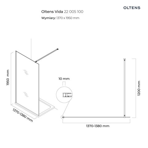 Vida Oltens Vida ścianka prysznicowa 140 cm chrom połysk/szkło przezroczyste 22005100 Vida Oltens Vida ścianka prysznicowa 140 cm chrom połysk/szkło przezroczyste 22005100