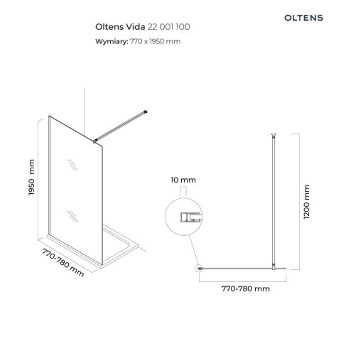 Vida Oltens Vida ścianka prysznicowa 80 cm chrom połysk/szkło przezroczyste 22001100 Vida Oltens Vida ścianka prysznicowa 80 cm chrom połysk/szkło przezroczyste 22001100