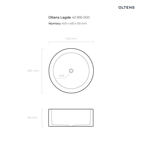 Lagde Oltens Lagde umywalka 40 cm nablatowa okrągła z powłoką SmartClean biała 40816000 Lagde Oltens Lagde umywalka 40 cm nablatowa okrągła z powłoką SmartClean biała 40816000
