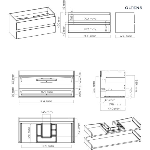 Vernal Oltens Vernal szafka 100 cm podumywalkowa wisząca czarny mat 60002300 Vernal Oltens Vernal szafka 100 cm podumywalkowa wisząca czarny mat 60002300