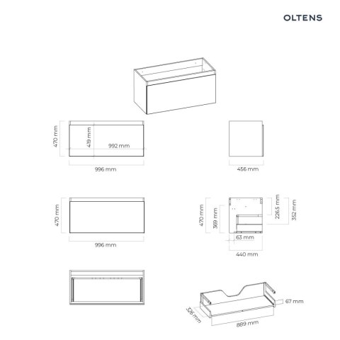 Vernal Oltens Vernal szafka 100 cm podumywalkowa wisząca szary mat 60015700 Vernal Oltens Vernal szafka 100 cm podumywalkowa wisząca szary mat 60015700