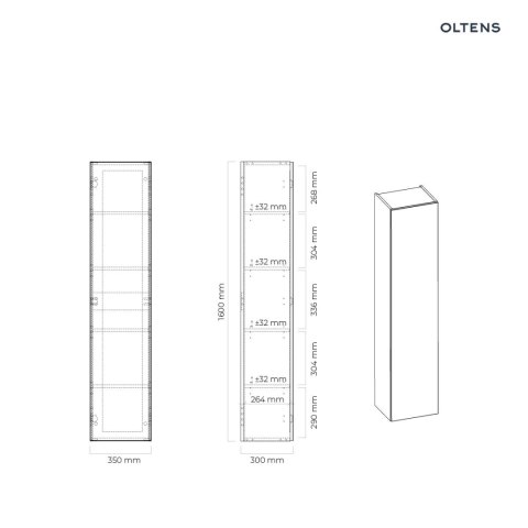 Vernal Oltens Vernal szafka 160 cm boczna wisząca grafit mat 61000400 Vernal Oltens Vernal szafka 160 cm boczna wisząca grafit mat 61000400