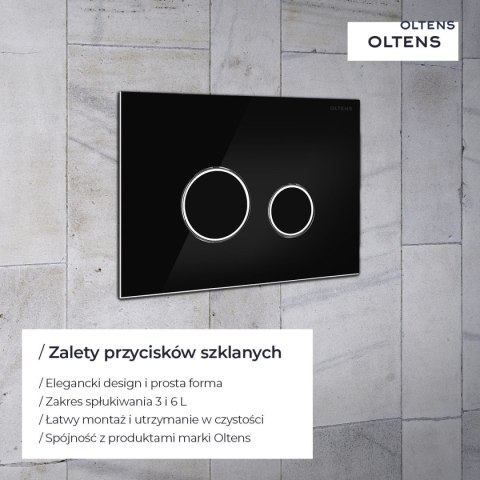 Lule Oltens Lule przycisk spłukujący do WC szklany biały/chrom 57201010 Lule Oltens Lule przycisk spłukujący do WC szklany biały/chrom 57201010