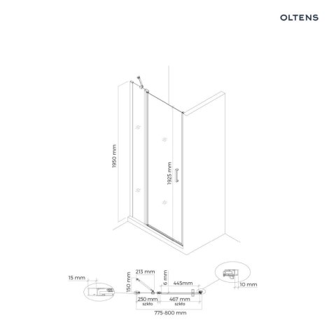 Verdal Oltens Verdal kabina prysznicowa 80x90 cm prostokątna drzwi ze ścianką czarny mat/szkło przezroczyste 20220300 Verdal Oltens Verdal kabina prysznicowa 80x90 cm prostokątna drzwi ze ścianką czarny mat/szkło przezroczyste 20220300