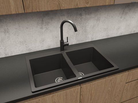 Gravan Oltens Gravan zlewozmywak granitowy 2-komorowy 78x50 cm czarny mat 72400300 Gravan Oltens Gravan zlewozmywak granitowy 2-komorowy 78x50 cm czarny mat 72400300