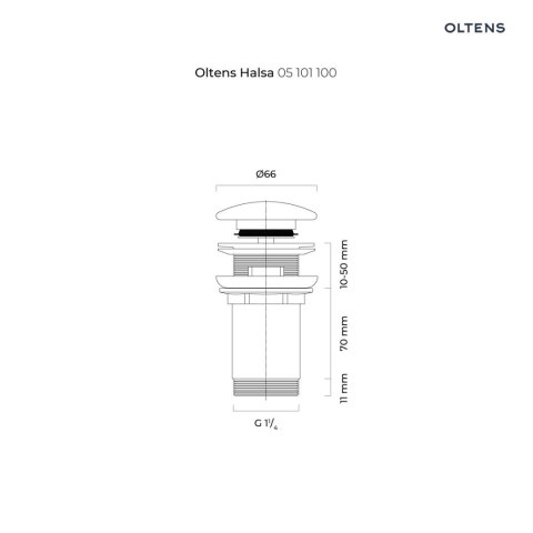 Halsa Oltens Halsa korek do umywalki klik klak okrągły z przelewem G1 1/4 chrom 05101100 Halsa Oltens Halsa korek do umywalki klik klak okrągły z przelewem G1 1/4 chrom 05101100