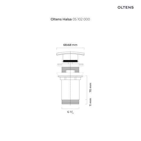 Halsa Oltens Halsa korek do umywalki klik klak okrągły z przelewem G 1 1/4 biały ceramiczny 05102000 Halsa Oltens Halsa korek do umywalki klik klak okrągły z przelewem G 1 1/4 biały ceramiczny 05102000