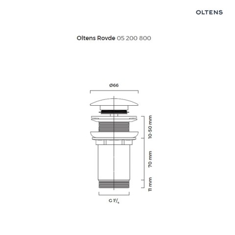 Rovde Oltens Rovde korek umywalkowy okrągły bez przelewu G1 1/4 złoty połysk 05200800 Rovde Oltens Rovde korek umywalkowy okrągły bez przelewu G1 1/4 złoty połysk 05200800