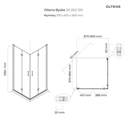 Byske Oltens Byske kabina prysznicowa 90x90 cm kwadratowa chrom/szkło przezroczyste 20002100 Byske Oltens Byske kabina prysznicowa 90x90 cm kwadratowa chrom/szkło przezroczyste 20002100
