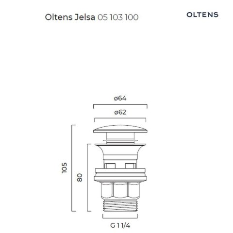 Jelsa Oltens Jelsa korek do umywalki klik klak okrągły z przelewem G 1 1/4 chrom 05103100 Jelsa Oltens Jelsa korek do umywalki klik klak okrągły z przelewem G 1 1/4 chrom 05103100