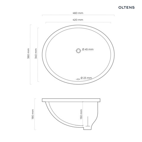 Mana Oltens Mana umywalka 46x38 cm podblatowa owalna biała 40100000