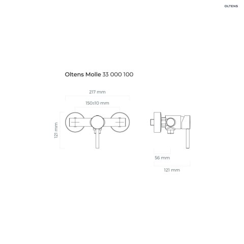 Molle Oltens Molle bateria prysznicowa ścienna czarny mat 33000300