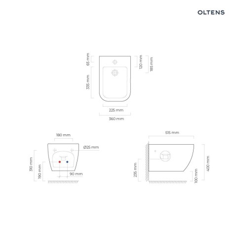 Vernal Oltens Vernal bidet wiszący z powłoką SmartClean biały 46502000 Vernal Oltens Vernal bidet wiszący z powłoką SmartClean biały 46502000