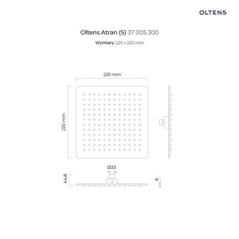 Atran Oltens Atran (S) deszczownica 22 cm kwadratowa czarny mat 37005300 Atran Oltens Atran (S) deszczownica 22 cm kwadratowa czarny mat 37005300