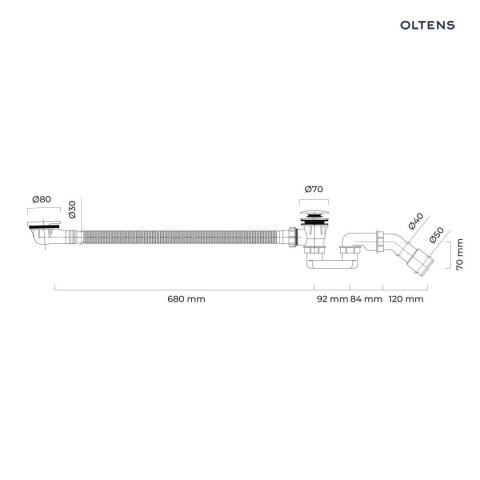 Fusa Oltens Fusa syfon wannowy klik-klak złoto szczotkowane 03002810