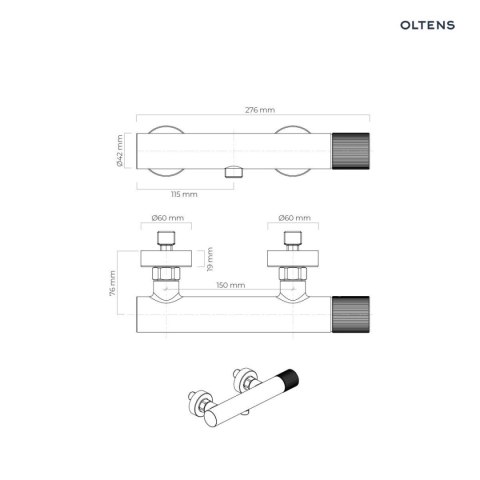 Hamnes Oltens Hamnes bateria prysznicowa ścienna czarny mat 33005300 Hamnes Oltens Hamnes bateria prysznicowa ścienna czarny mat 33005300