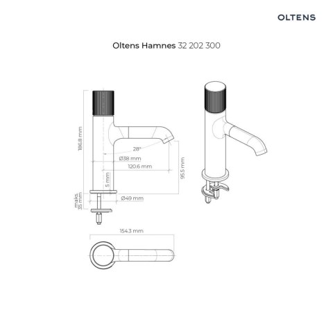Hamnes Oltens Hamnes bateria umywalkowa stojąca czarny mat 32202300 Hamnes Oltens Hamnes bateria umywalkowa stojąca czarny mat 32202300