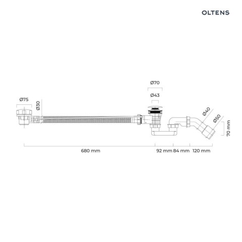 Oster Oltens Oster syfon wannowy automatyczny z pokrętłem złoto szczotkowane 03001810 Oster Oltens Oster syfon wannowy automatyczny z pokrętłem złoto szczotkowane 03001810