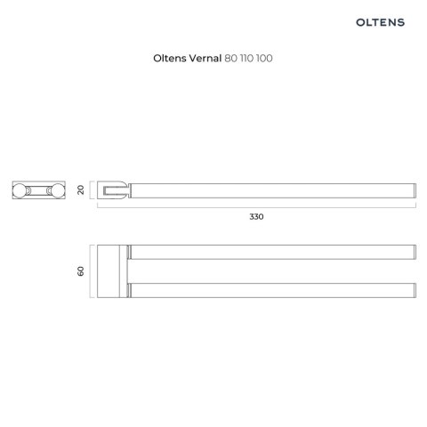 Vernal Oltens Vernal wieszak na ręcznik 33 cm dwuramienny ruchomy chrom 80110100